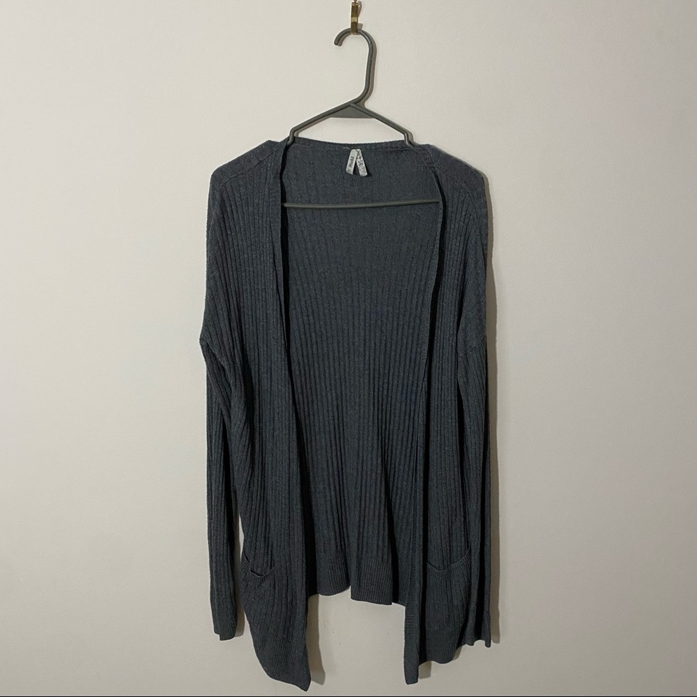 Mudd Open Face Gray Ribbed Cardigan M